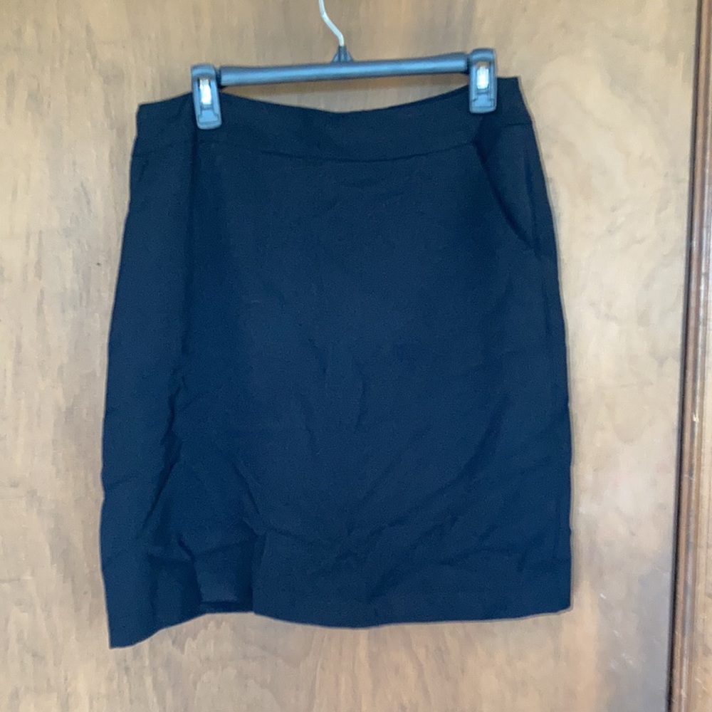 Vintage black office lined skirt w pockets - Picture 4 of 15